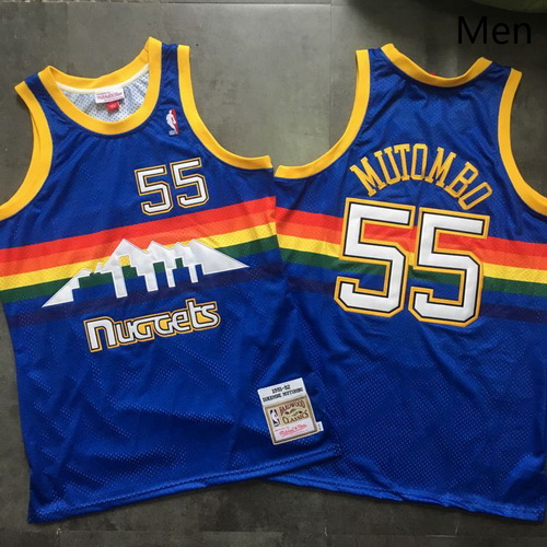 Nuggets 55 Dikembe Mutombo Blue 1991 92 Hardwood Classics Swingman Jersey