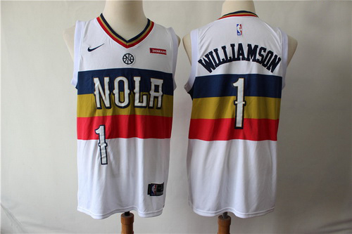 Pelicans 1 Zion Williamson White Earned Edition Nike Swingman Jersey