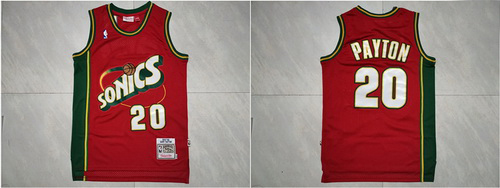 SuperSonics 20 Gary Payton Red 1997 98 Hardwood Classics Jersey