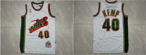 Supersonics 40 Shawn Kemp White 1995 96 Hardwood Classics Jersey