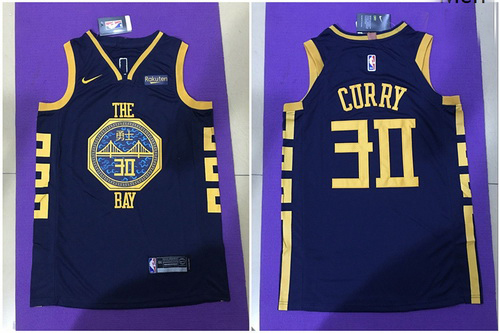 Warriors 30 Stephen Curry Navy City Edition Nike Authentic Jersey