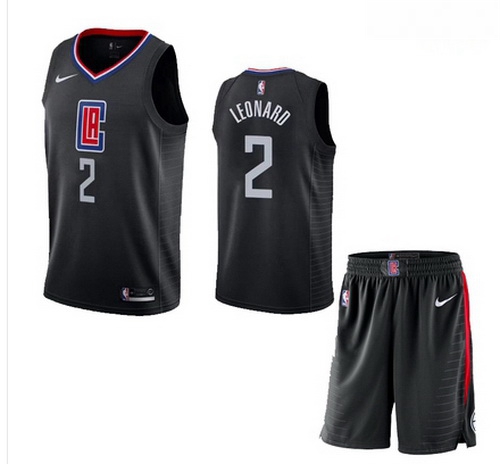 Clippers 2 Kawhi Leonard Black City Edition Nike Swingman Jersey 28With Shorts