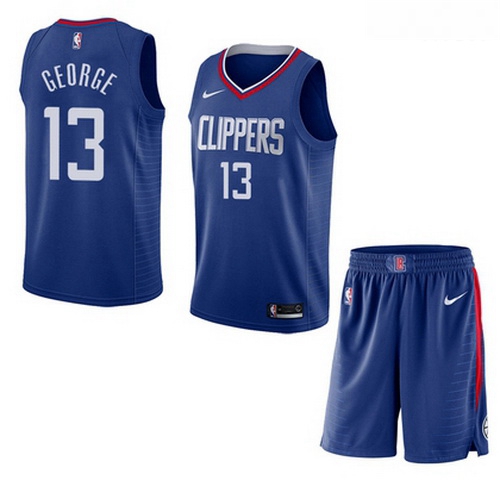 Clippers 13 Paul George Blue City Edition Nike Swingman Jersey 28With Shorts