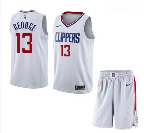 Clippers 13 Paul George White City Edition Nike Swingman Jersey 28With Shorts