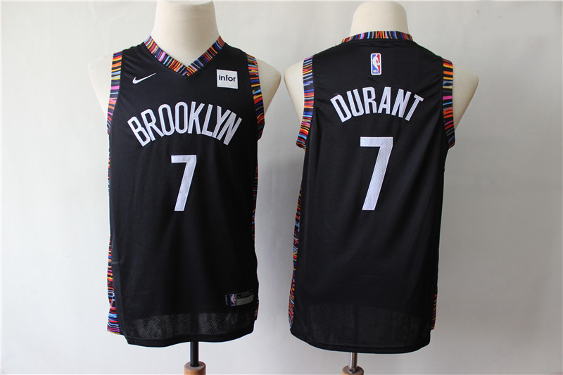 Youth Nets 7 Kevin Durant Black Youth City Edition Nike Swingman Jersey