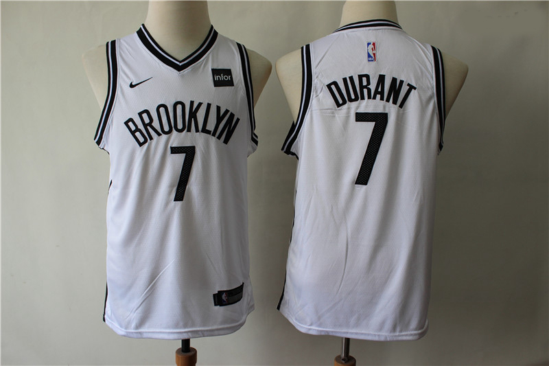 Youth Nets 7 Kevin Durant White Youth Nike Swingman Jersey