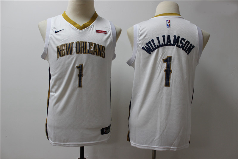 Youth Pelicans 1 Zion Williamson White Youth Nike Swingman Jersey