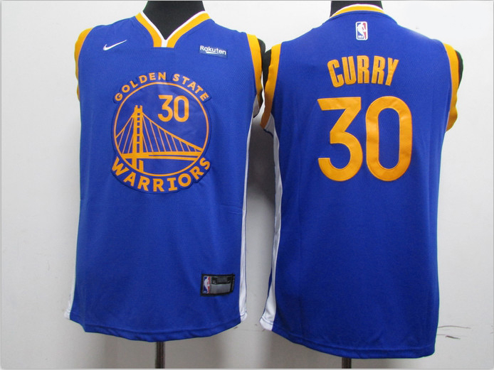 Youth Warriors 30 Stephen Curry Blue Youth 2020 New Nike Swingman Jersey