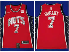 Nets 7 Kevin Durant classic red throwback jersey