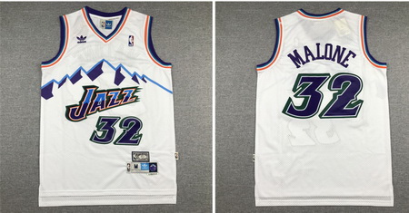 Jazz 32 Karl Malone White Hardwood Classics Jersey