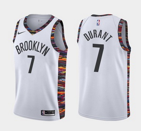 Men Brooklyn Nets 7 Kevin Durant  Swingman Black Basketball Jersey 2018 19 City Edition