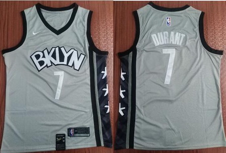 Men Brooklyn Nets 7 Kevin Durant Gray Nike Swingman Jersey