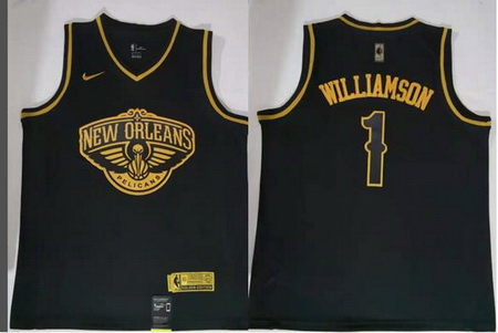 Men Pelicans 1 Zion Williamson Gold Edition Nike Swingman Jersey