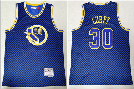 Warriors 30 Stephen Curry Blue Hardwood Classics Swingman Jersey