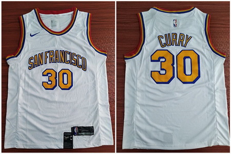 Warriors 30 Stephen Curry White Nike Swingman Jersey