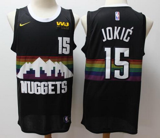 Men Nuggets 15 Nikola Jokic Black City Edition Jersey