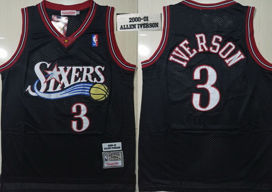 76ers 3 Allen Iverson Black 2000 01 Hardwood Classics Jersey