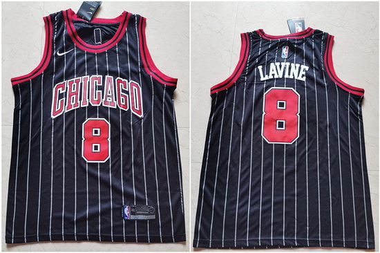 Bulls 8 Zach Lavine Black Nike Swingman Jersey