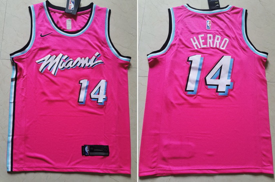 Heat 14 Tyler Herro Pink City Edition Nike Swingman Jersey