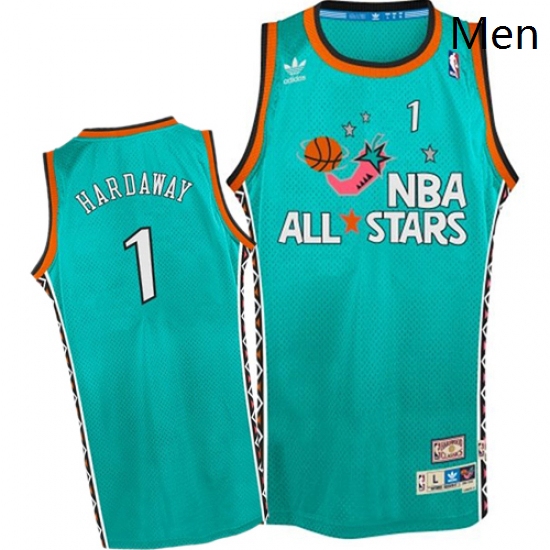 Mens Mitchell and Ness Orlando Magic 1 Penny Hardaway Authentic Light Blue 1996 All Star Throwback N