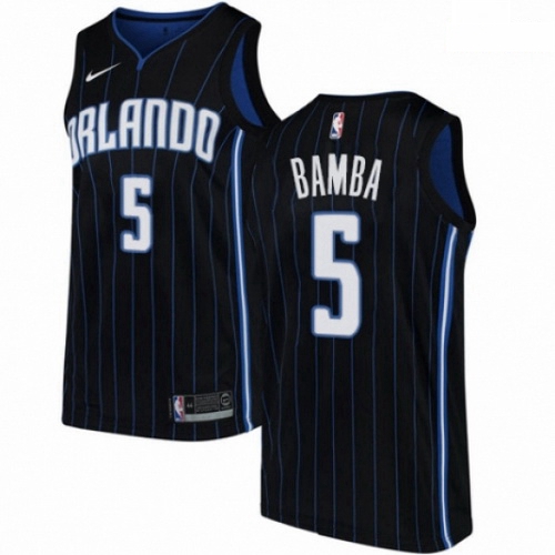 Mens Nike Orlando Magic 5 Mohamed Bamba Swingman Black NBA Jersey Statement Edition