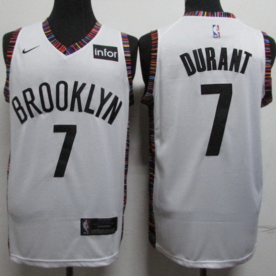 Nets 7 Kevin Durant White City Edition Nike Swingman Jersey