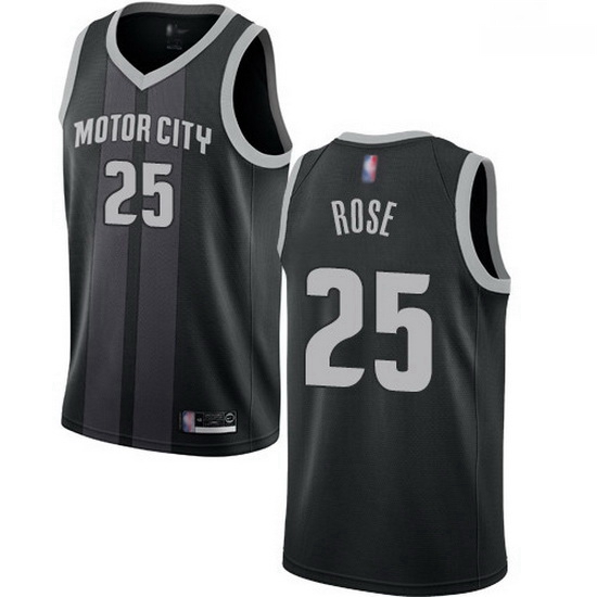 Pistons  25 Derrick Rose Black Basketball Swingman City Edition 2018 19 Jersey