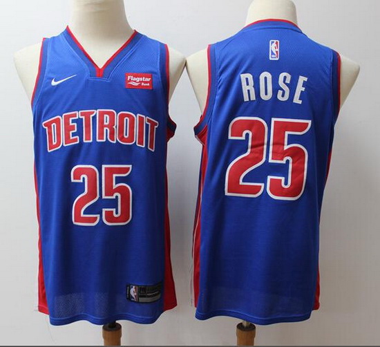 Pistons 25 Derrick Rose Blue City Edition Nike Swingman Jersey