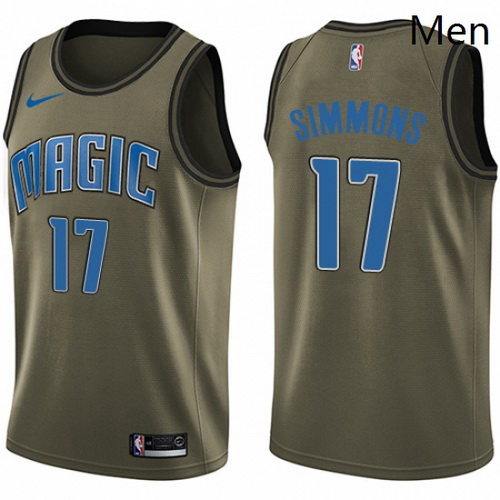 Mens Nike Orlando Magic 17 Jonathon Simmons Swingman Green Salute to Service NBA Jersey