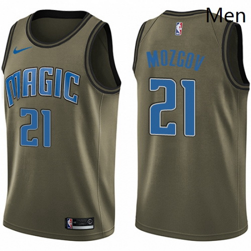 Mens Nike Orlando Magic 21 Timofey Mozgov Swingman Green Salute to Service NBA Jersey