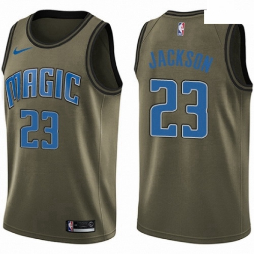 Mens Nike Orlando Magic 23 Justin Jackson Swingman Green Salute to Service NBA Jersey