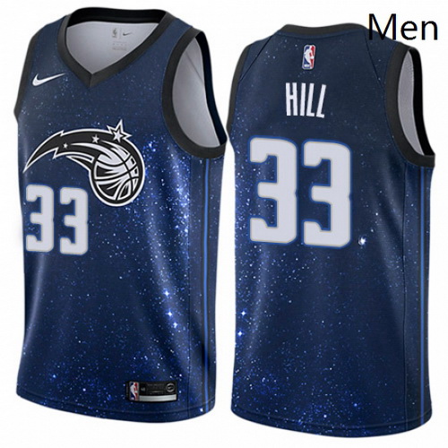 Mens Nike Orlando Magic 33 Grant Hill Authentic Blue NBA Jersey City Edition