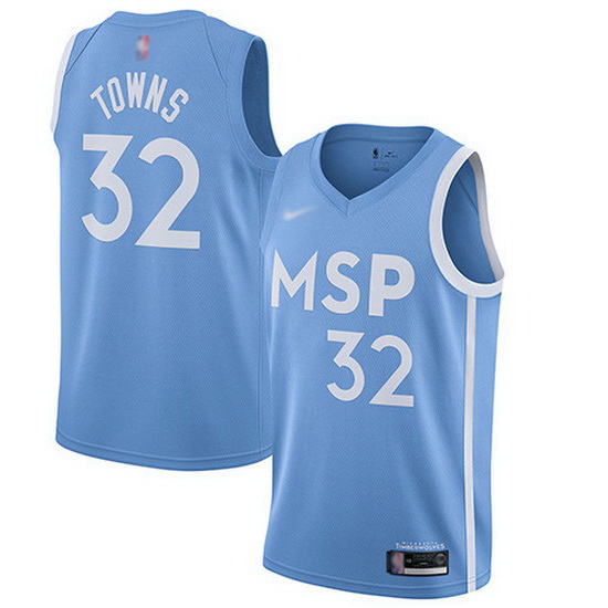 Timberwolves  32 Karl Anthony Towns Blue Basketball Swingman City Edition 2019 20 Jersey