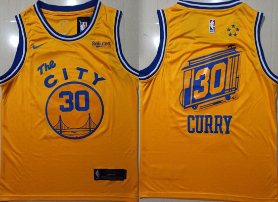 Warriors 30 Stephen Curry Yellow City Edition Nike Swingman Jersey