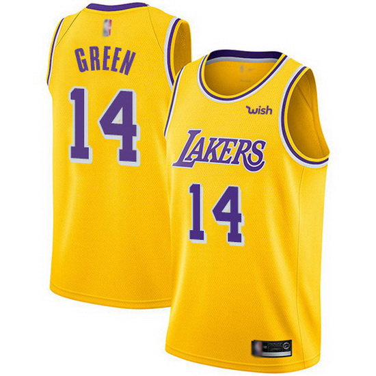 Lakers  14 Danny Green Gold Basketball Swingman Icon Edition Jersey