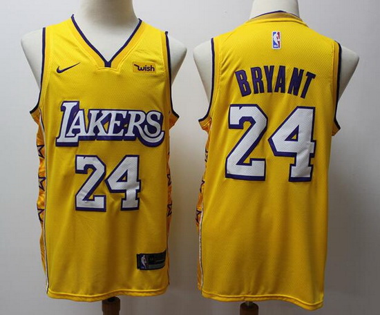 Men Lakers 24 Kobe Bryant Yellow City Edition Jersey