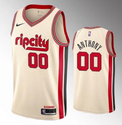 Men Nike Portland Trail Blazers 00 Carmelo Anthony Cream City Red Swinman Jersey