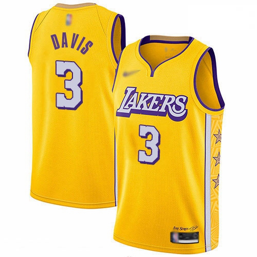 Lakers 3 Anthony Davis Gold Basketball Swingman City Edition 2019 20 Jersey