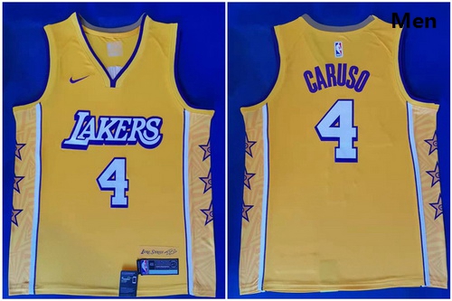 Lakers 4 Alex Caruso Yellow 2019 2020 Nike City Edition Swingman Jersey