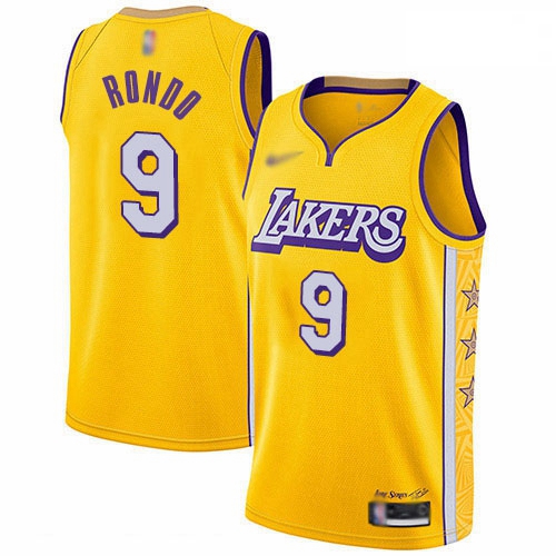 Lakers 9 Rajon Rondo Gold Basketball Swingman City Edition 2019 20 Jersey