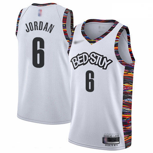 Nets 6 DeAndre Jordan White Basketball Swingman City Edition 201