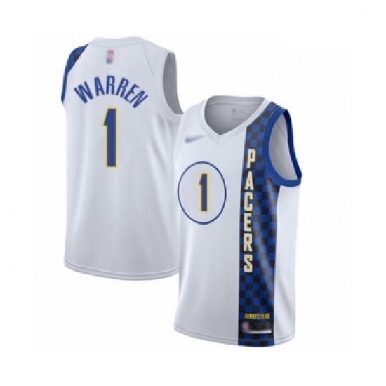 Pacers 1 T J  Warren White Basketball Swingman City Edition 2019