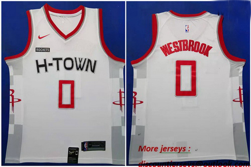 Rockets 0 Russell Westbrook White 2019 20 Nike City Edition Swingman Jersey