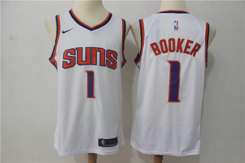 Men New Suns 1 Devin Booker White Nike Swingman Jersey