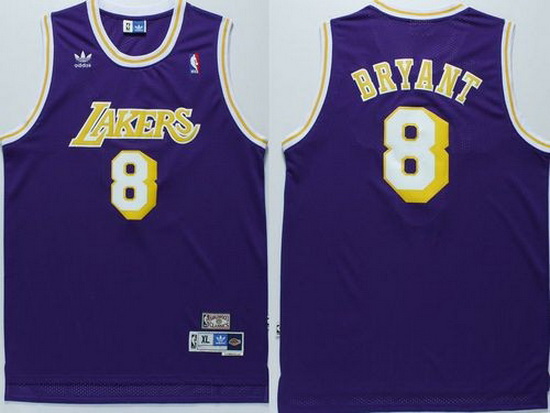 Men Adidas Lakers 8 Kobe Bryant Purple Throwback NBA Jersey