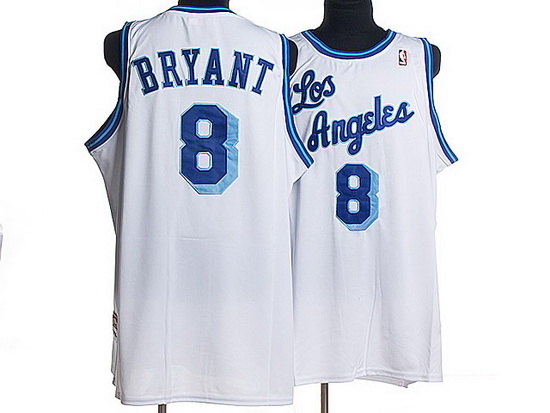 Men Adidas Lakers 8 Kobe Bryant White Throwback NBA Jersey