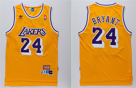 Men Adidas Lakers 24 Kobe Bryant Yellow Throwback NBA Jersey