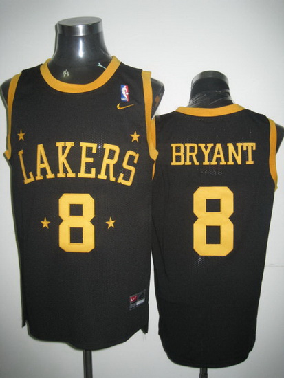 Nike Los Angeles Lakers 8 Kobe Bryant Black Authentic Throwback Jersey