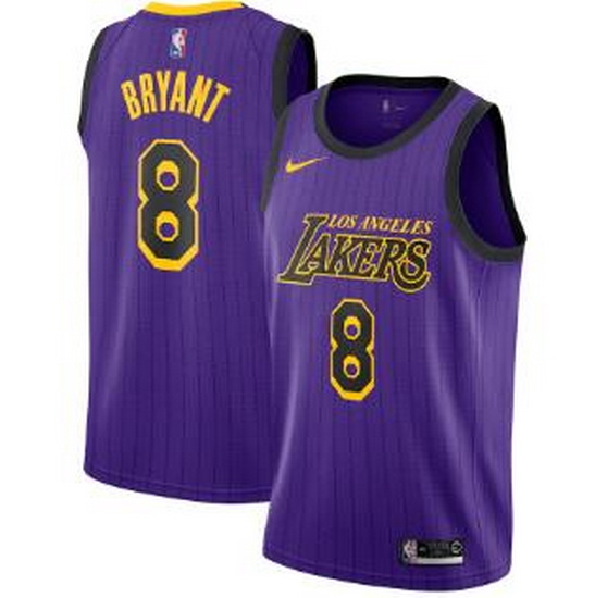 Men Lakers 8 Kobe Bryant Purple strips Nike City Edition Swingman Jersey