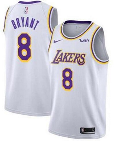 Men Lakers 8 Kobe Bryant White Nike Swingman Sponsor Logo Jersey